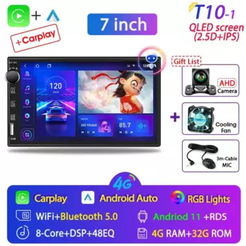 Автомагнитола 2DIN на Android 12 для Nissan, Hyundai, Kia, Toyota, LADA, Honda, Ford, мультимедийный плеер, универсальная стереосистема Carplay