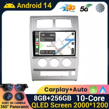 Автомагнитола 2DIN на Android 14 для Jeep Cherokee Liberty KK 2007 - 2012