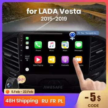Автомагнитола AWESAFE PX9 для LADA Vesta Cross Sport 2015-2019, 2 din, Android