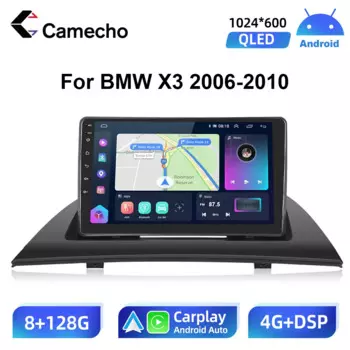 Автомагнитола Camecho, 9 дюймов, Android, 2Din, для BMW X3 2006-2010, автомобильное радио, стерео, мультимедийный видеоплеер, GPS, беспроводная Автомагнитола для Carplay
