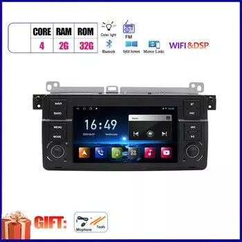 Автомагнитола Carplay, Android 14, для BMW E46 M3 318/320/325/330/335, мультимедиа, GPS, 4G, Wi-Fi, DSP, BT