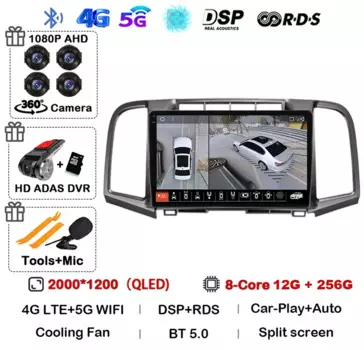 Автомагнитола Carplay, Android 14, Wi-Fi + 4G для Toyota Venza 2008-2016, мультимедийный видеоплеер с GPS, стерео, головное устройство 2DIN, аудио DSP