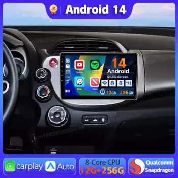 Автомагнитола Carplay для HONDA FIT JAZZ RHD 2007 2008-2013, 2 Din, Android 14, GPS, BT