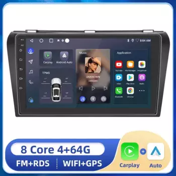 Автомагнитола CarPlay для Mazda 3 2004-2009, Android 14, 2 Din, Wi-Fi, FM, RDS
