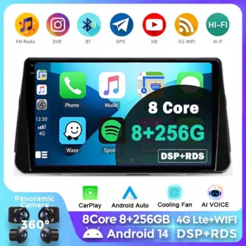 Автомагнитола Carplay для NISSAN MICRA KICKS 2017, 2018, 2019, 2 Din, Android 14, 4G