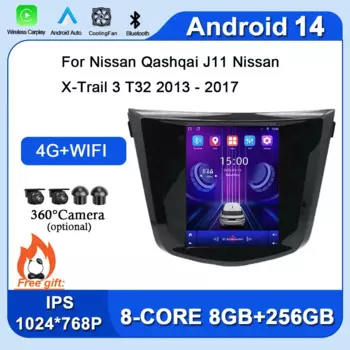 Автомагнитола Carplay для Nissan Qashqai J11, Nissan X-Trail 3 T32 2013 - 2017