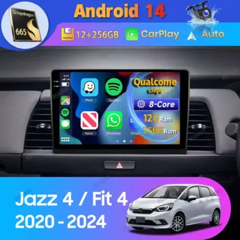 Автомагнитола Carplay на Android 14 для Honda Jazz 4 Fit 4 GR GS 2020 - 2024 RHD