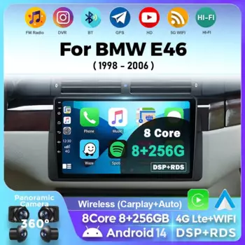 Автомагнитола для BMW E46 M3 1998 1999 2000 2001-2006, 2 DIN