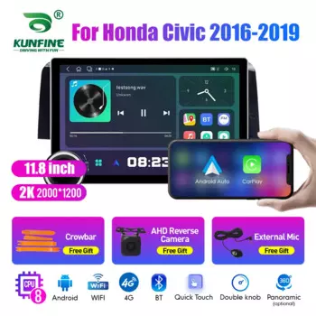 Автомагнитола для Honda Civic 11,8-2016, 2019 дюйма, 2K, 2 Din