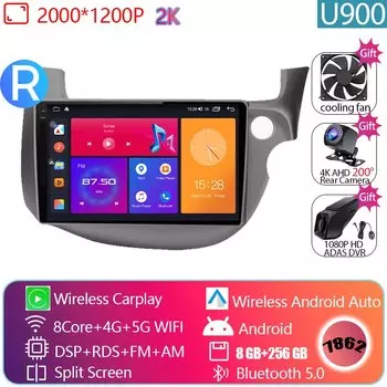Автомагнитола для Honda Jazz Fit 2007 - 2013 Android, автомагнитола Carplay, мультимедийный плеер, стерео, Wi-Fi, GPS-навигация, 2din DVD
