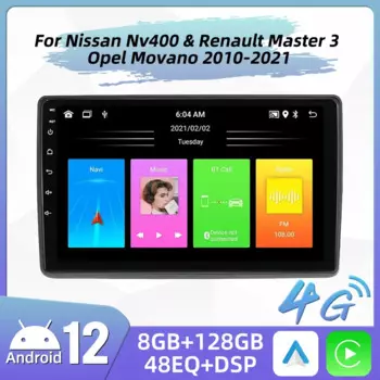 Автомагнитола для Nissan Nv400/Renault Master 3/Opel Movano 2010-2021, 2 Din