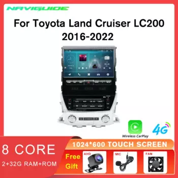 Автомагнитола для Toyota Land Cruiser LC200 2016-2022, Android 10, 2 + 32 ГБ