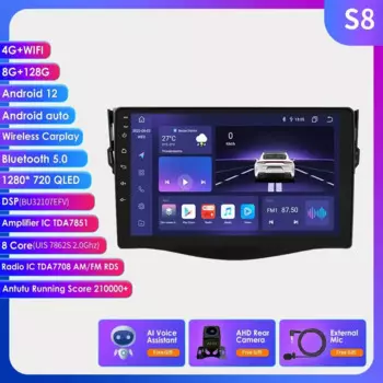 Автомагнитола для Toyota RAV4 Rav 4 128 2006 2007 2008 2010 2011 2DIN, 8 + 2012 ГГц, Android