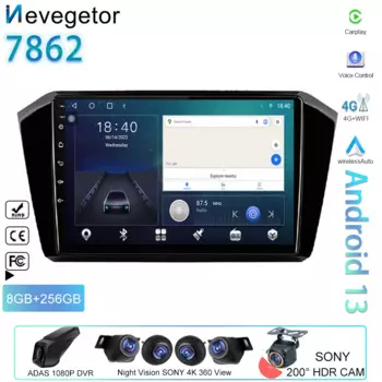 Автомагнитола для VW Passat B8 2015 2016 2017 - 2020 Android, мультимедийный проигрыватель, Авторадио, GPS-навигация, беспроводная Автомагнитола для Carplay No 2din, DVD