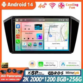 Автомагнитола для VW/Volkswagen Passat B8 2015-2020, Android 14, 2 Din