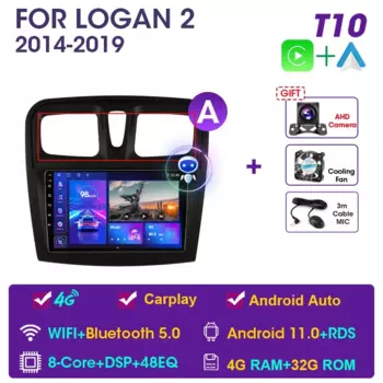Автомагнитола JMCQ, 2 din, Android 11 DSP, мультимедийный видеоплеер для Renault Logan 2 Sandero 2 2012-2019, GPS-навигация, 2 din Carplay