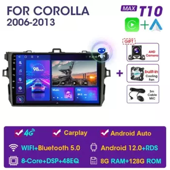 Автомагнитола JMCQ, 2 din, Android 12, 4G, мультимедийный видеоплеер, GPS, для Toyota Corolla E140, E150, 2006, 2012, 2013, 2 din, Carplay