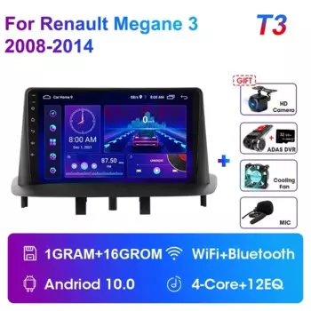 Автомагнитола JMCQ, 2 Din, Android 12, мультимедийный видеоплеер для Renault Megane 3 2008-2014, GPS, 4G +, Wi-Fi, головное устройство навигации