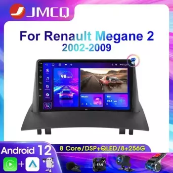 Автомагнитола JMCQ 2DIN, 4G, Android 12, мультимедийный видеоплеер для Renault Megane 2 2002-2009, навигация GPS, головное устройство Carplay