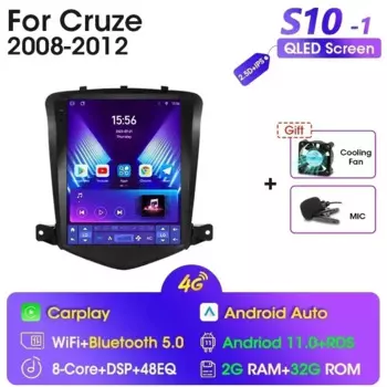 Автомагнитола JMCQ 2Din для Chevrolet Cruze J300 2008 2009-2012, стерео, мультимедийный видеоплеер, навигация GPS Carplay 4G Android 11