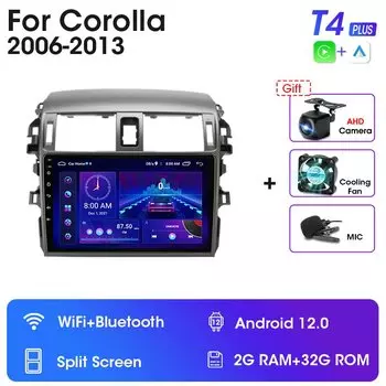 Автомагнитола JMCQ 2DIN, мультимедийный плеер для Toyota Corolla E140/150 2006 2007 2008-2013, навигация GPS Carplay 4G Android 12
