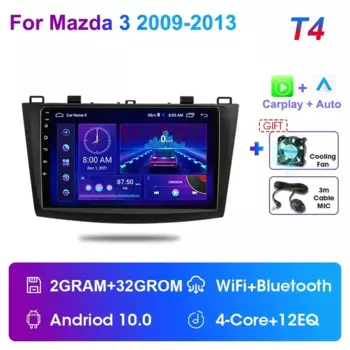 Автомагнитола JMCQ Carplay, 2 din, Android 12,0, автомобильное радио, мультимедийный плеер, GPS для Mazda 3 2009-2013 Mazda3, навигационное головное устройство, GPS