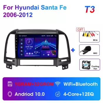 Автомагнитола JMCQ, мультимедийный видеоплеер, навигация GPS для Hyundai Santa Fe 2 2006-2012 2 din Android 12 DSP, головное устройство Carplay