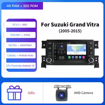 Автомагнитола Kapud на Android 12, с 7-дюймовым экраном, мультимедийный плеер для Suzuki Grand Vitara3 2005-2015 Navi BT 2DIN DSP GPS CarPlay