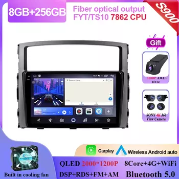 Автомагнитола Mitsubishi Pajero 4 V80 V90 7862-2006, мультимедийный видеоплеер на Android 14 с GPS-навигацией, без DVD, типоразмер 2DIN