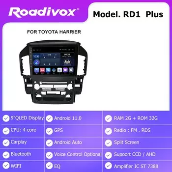 Автомагнитола на Android 11,0, головное устройство с GPS-навигацией для Lexus RX300, Toyota Harrier 1998, Carplay, мультимедийный стерео видеоплеер