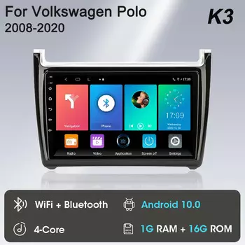 Автомагнитола на Android 12 для Volkswagen VW polo 5 Седан 2008 - 2020 мультимедийный плеер стерео GPS DVD 2 Din головное устройство 4G