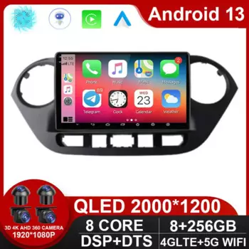 Автомагнитола на Android 13 для Hyundai I10 2013-2018, мультимедийный видеоплеер, 4G, GPS-навигация, Автомагнитола для Carplay, DVD, автомагнитола NO 2Din