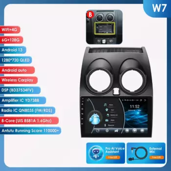 Автомагнитола на Android 13 для Nissan Qashqai J10 2006-2016, мультимедийный видеоплеер с восьмиядерным процессором, 4G