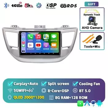 Автомагнитола на Android 14 для Hyundai Tucson IX35 3 2015 2016 2017 2018 2Din мультимедийный видеоплеер навигация GPS головное устройство