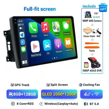 Автомагнитола на Android 14 для Jeep Compass Grand Cherokee Wrangler Chrysler Sebring Town Country Dodge зарядное устройство мультимедийный плеер