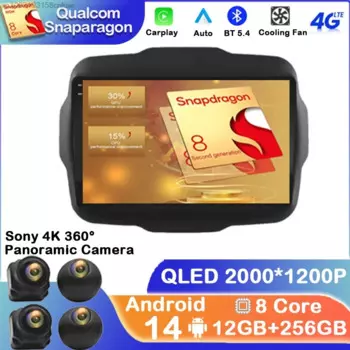 Автомагнитола на Android 14 для Jeep Renegade 2016 - 2020 2 DIN DVD 4G LTE