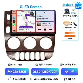 Автомагнитола на Android 14 для Mercedes Benz M-Class W163 ML 1997 - 2005 с радио, видео, мультимедийным проигрывателем, навигацией, GPS, камерой Carplay IPS 360