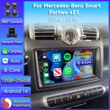 Автомагнитола на Android 14 для Mercedes-Benz Smart Fortwo 451 2005 - 2010 с GPS-навигацией