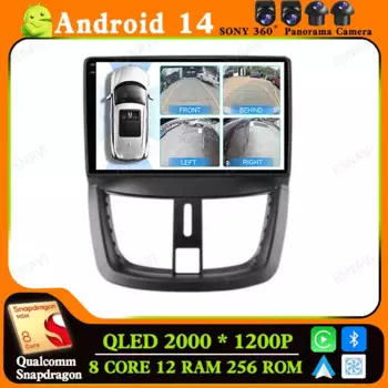 Автомагнитола на Android 14 для Peugeot 207, CC 2006-2015, 2 DIN