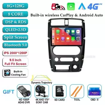 Автомагнитола на Android 14 для Suzuki Jimny 3 2005 - 2019 автомобильный мультимедийный плеер Carplay 4G RDS GPS Авторадио NO 2Din 2 Din DVD