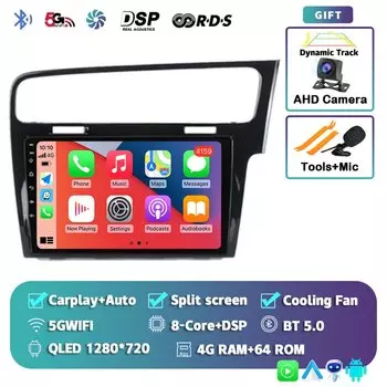 Автомагнитола на Android 14 для Volkswagen VW Golf 7 MK7 GTI 2012-2021, правый руль, RHD Carplay, Android, стерео, видеоплеер BT