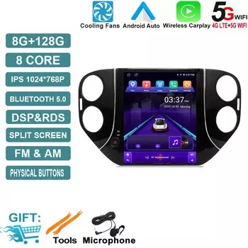 Автомагнитола на Android 14 для VW Volkswagen Tiguan 1 NF 2010 - 2016 мультимедийный видеоплеер с вертикальным экраном GPS-навигацией Carplay BT