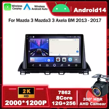 Автомагнитола на Android 14, мультимедийный видеоплеер с GPS-навигацией для Mazda 3 Mazda3 3 Axela BM 2013 - 2017 BT, автомагнитола Carplay