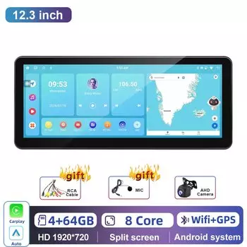 Автомагнитола Podofo, 10,25 дюйма, для Audi 4 + 64 ГБ, GPS-навигация, Wi-Fi, стереоплеер, беспроводной автомобильный радиоприемник, FM, RDS, поддержка задней камеры