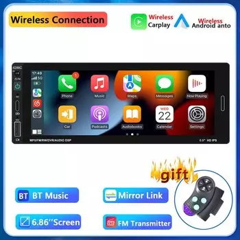 Автомагнитола Podofo 1 Din, 6,86 дюйма, bluetooth, FM-радио, USB, IPS экран