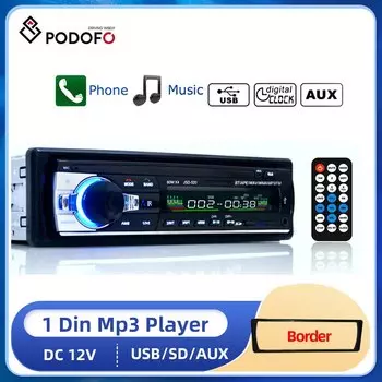 Автомагнитола Podofo, 1 Din, Bluetooth, SD, 12 В