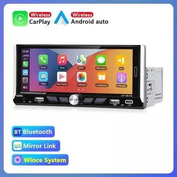 Автомагнитола Podofo, 1DIN, Android, 6,9 дюйма, 2 + 64 ГБ, Bluetooth, Wi-Fi, GPS, RDS радио