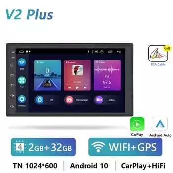 Автомагнитола Podofo 2 Din, 7 дюймов, android 1 + 32 ГБ, GPS-навигация