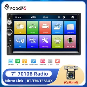 Автомагнитола Podofo, 2 Din, FM-радио, Bluetooth, 7 дюймов