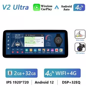 Автомагнитола Podofo, 2DIN, 4G, Android 12, 12,3 дюйма, GPS, DSP, Hi-Fi, 8 ядер